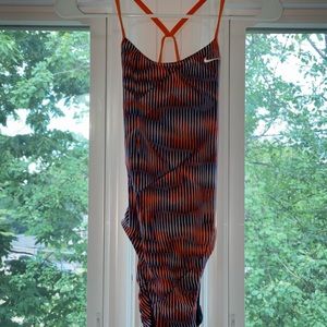 Nike Swim Team Open Back Orange Swimsuit XS-S